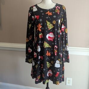 Festive Holiday Print Dress